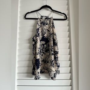 Navy & Cream Palm Leaf Halter Cami Top
